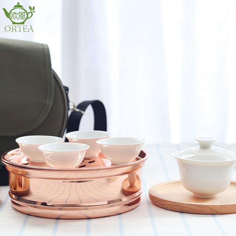 Chinese Portable Ceramic Travel Tea Set Brewing Kung Fu Porcelain Tea Pot