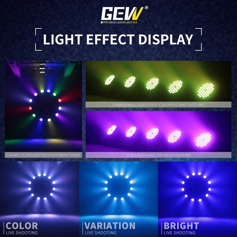 GEVV high power stage lighting equipment 54pcs rgb 3in1 spotlight 54*3w dmx led 54 par light for dj disco party