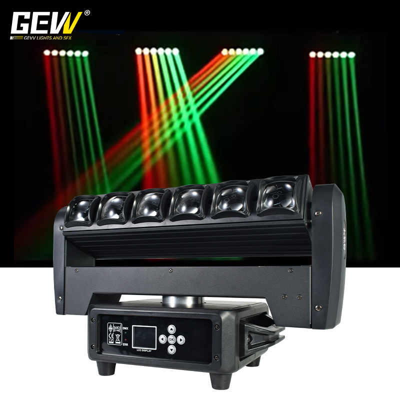 GEVV 6x40W Night Club Lights Disco 6 x 40W RGBW 4in1 LED Pixel Beam Zoom Wash Moving Head Bar Light