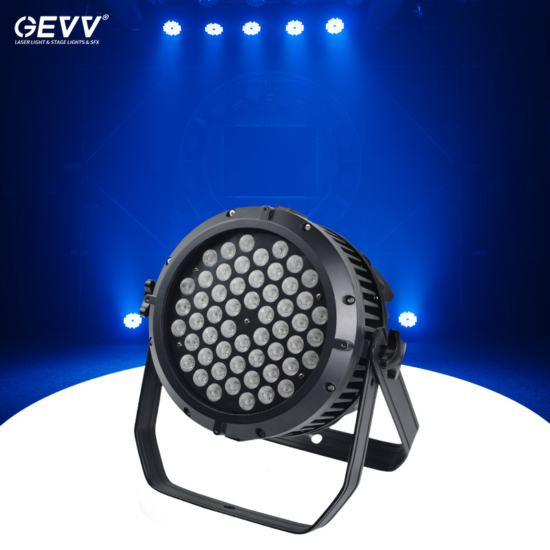 GEVV High Power Stage Lighting RGBW Par Can Lights Waterproof IP65 DMX 54*3w RGB 3in1 54 Outdoor Led Par Light