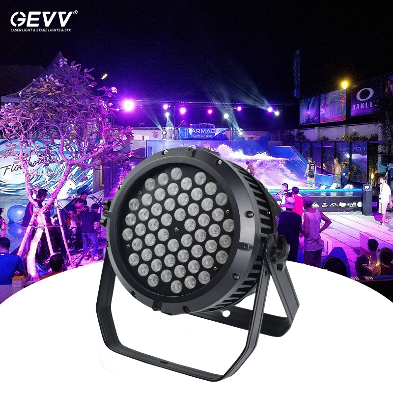 GEVV High Power Stage Lighting RGBW Par Can Lights Waterproof IP65 DMX 54*3w RGB 3in1 54 Outdoor Led Par Light