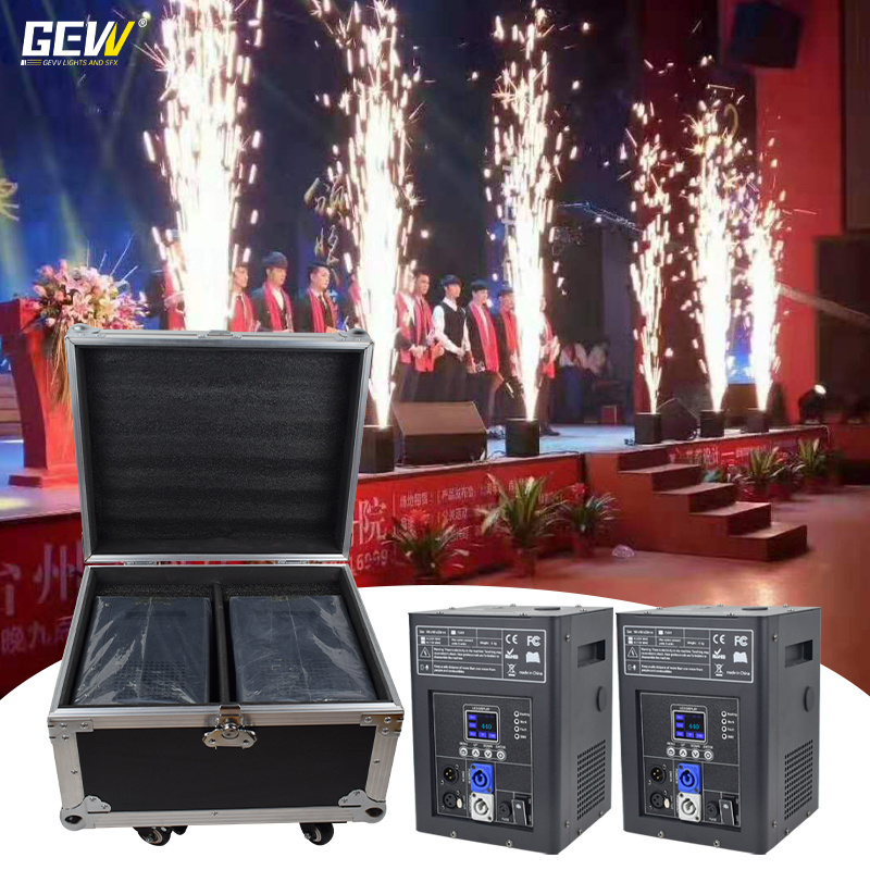 GEVV 2pcs 750w Electric Sparkle Fountain Sparkler Cold Spark Firework Machine With Flight Case