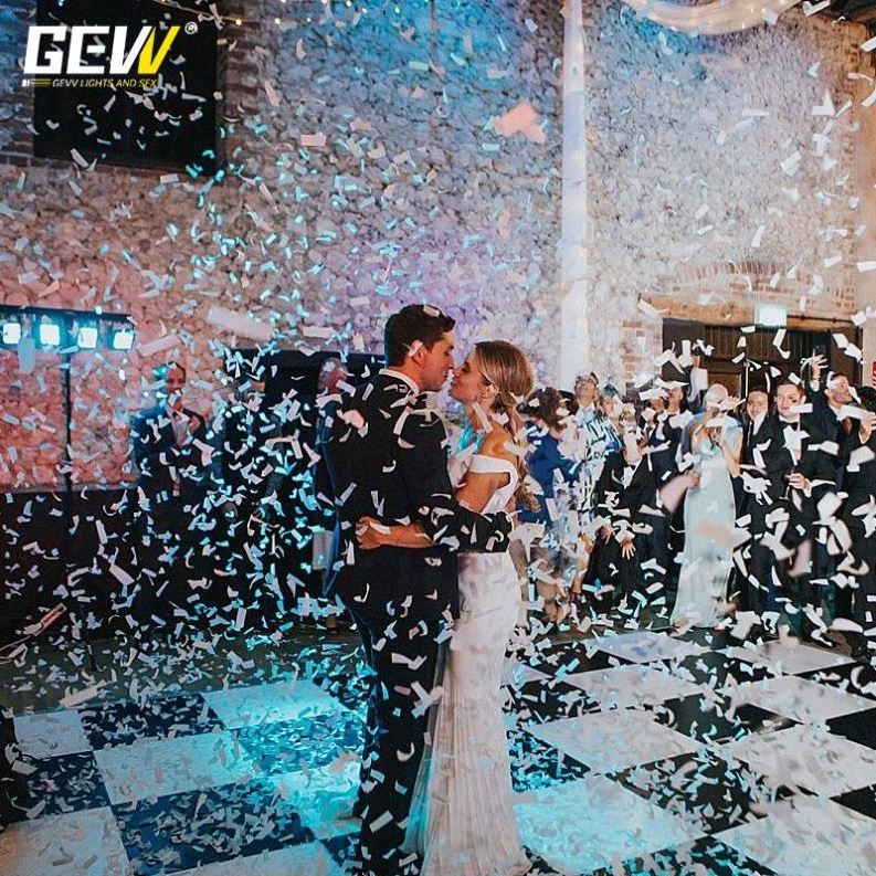 GEVV Modern Novel Design 3 Shot Stage Confetti Machine Aluminum Electric Wedding Confetti Cannon gun