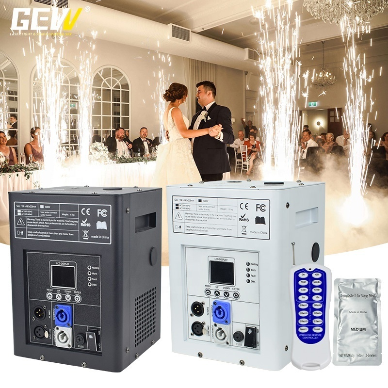 GEVV Wireless Fireworks Fountain Sparkler Remote DMX Control 750W Mini Cold Spark Machine For Wedding Stage