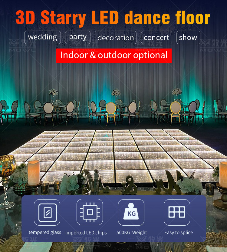 Portable 3D Infinity Mirror LED Dance Floor For Wedding Night Club DJ