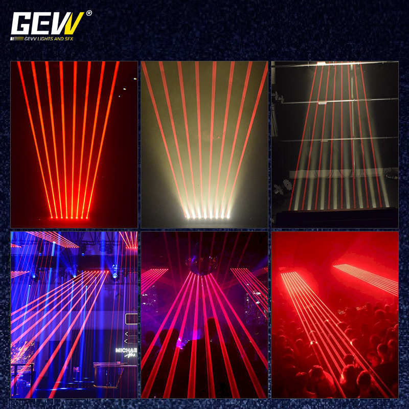 GEVV Stage Lighting Equipment 8 beam + 8 lazer DMX rgbw Beam rgb Laser moving head light for DJ night club party disco show