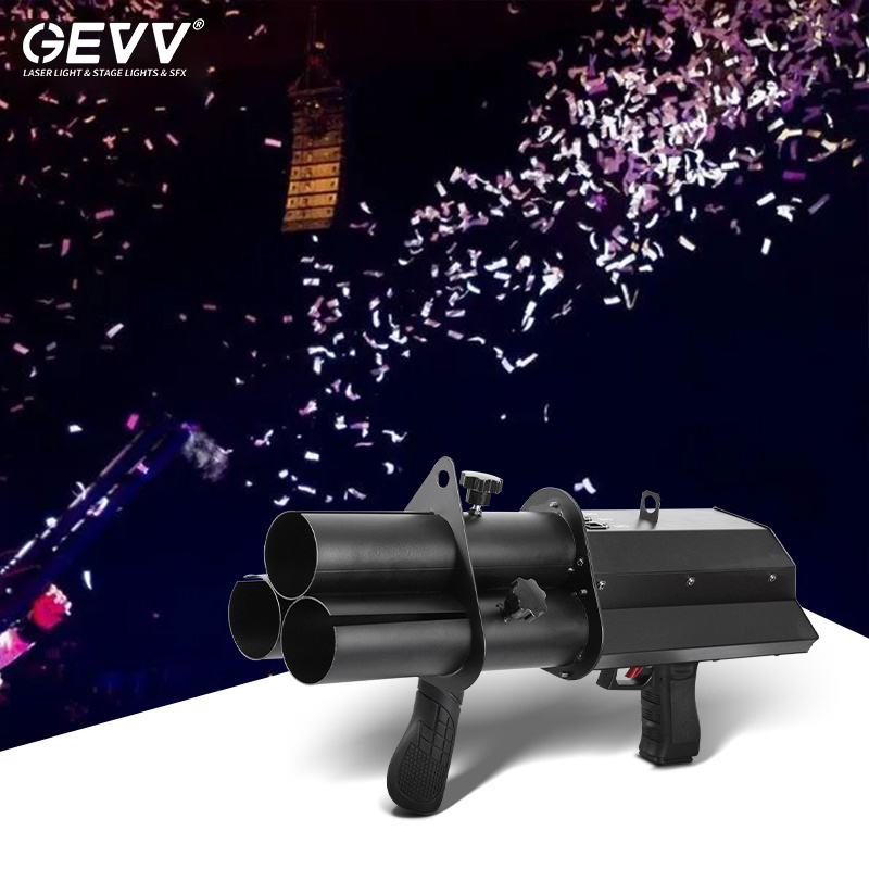 GEVV Modern Novel Design 3 Shot Stage Confetti Machine Aluminum Electric Wedding Confetti Cannon gun