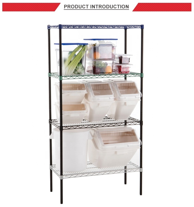 JIWINS Heavy Duty Shelving Metal Iron Storage Racks Shelving Units Epoxy Wire Shelving for Commercial Kitchen Storage Restaurant