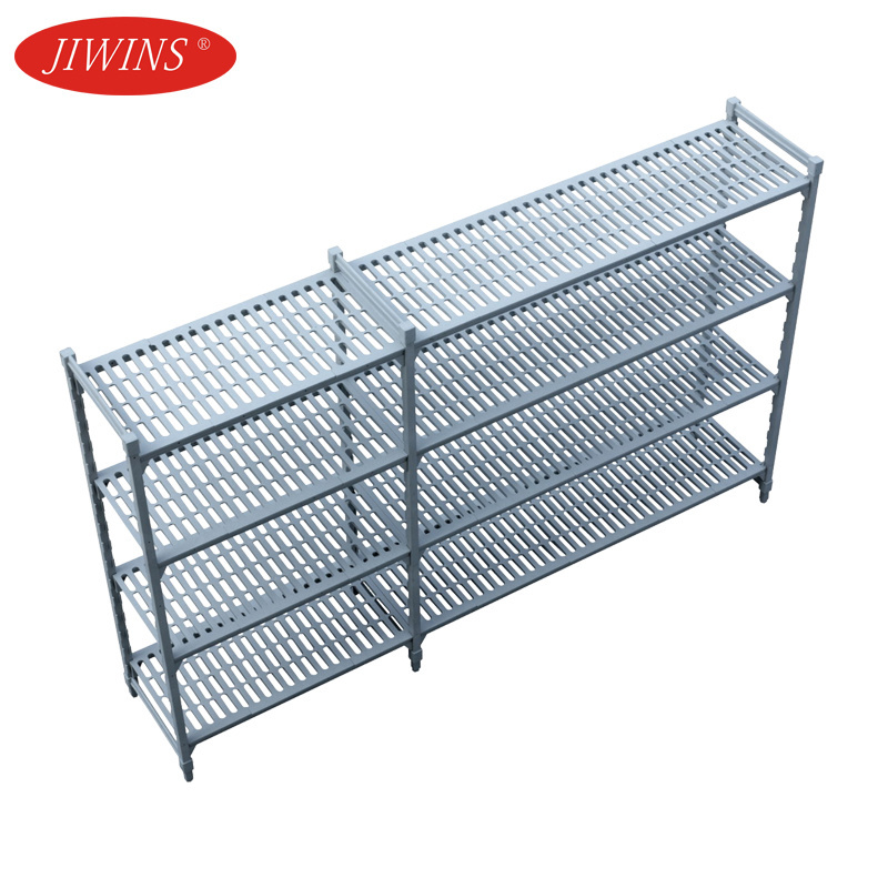 Jiwins Rust Commercial 4 Tier Plastic Steel Core Food Cold Storage Shelving Unit For Freezer