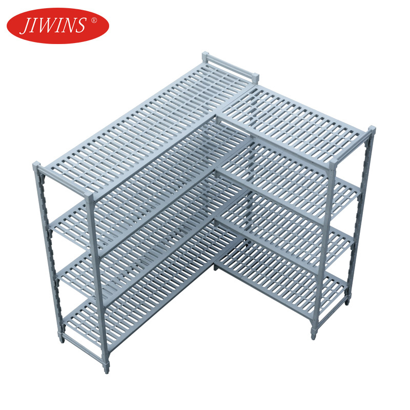 Jiwins Rust Commercial 4 Tier Plastic Steel Core Food Cold Storage Shelving Unit For Freezer