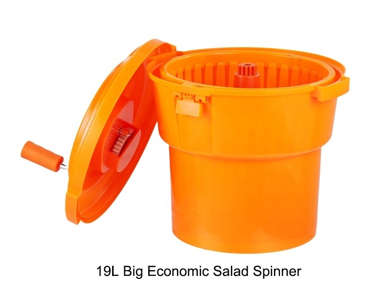 JIWINS Commercial Economic Salad Spinner PP Manual 19L/5Gal Salad Dryer Tool Large Salad Spinner for Restaurant Canteen Hotel