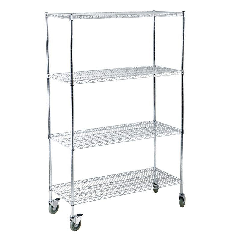 Commercial S/S 4 Tiers Stainless Steel Shelving Heavy Duty Wire Shelving Pharmacy Storage Shelving for Kichen Pharmacy