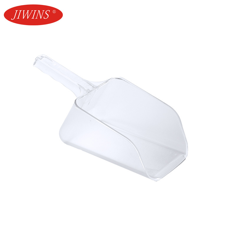 Jiwins Commercial Durable PC Plastic Dry Ice Scoop Shovel Large Round Square Clear Flour Candy Bar Ice Bucket Scoop for Hotel