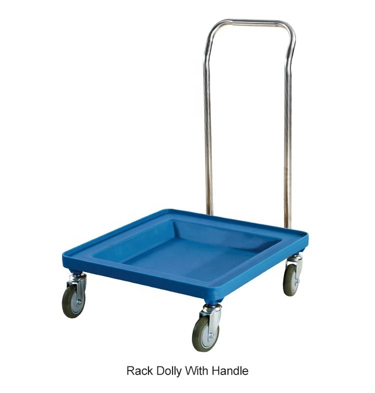 JIWINS Heavy Duty Transport Cart Glass Rack Trolley S/S RVS+PP Rack Dolly with Handle for Commercial Kitchen