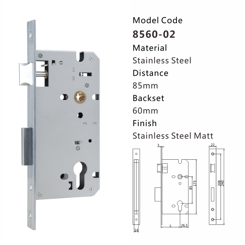 JIXIN 70 Mm Latch 45Mm Backset French Door Mortise Lock Body