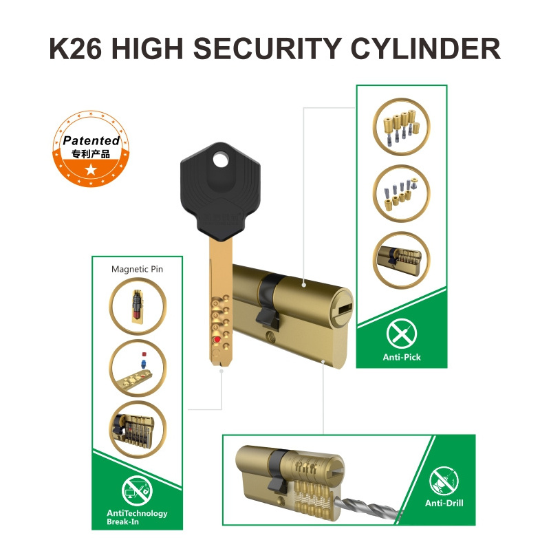 JIXIN Lock Cylinder Long Cylinder Lock Front Door Room Door Lock With Cylinder