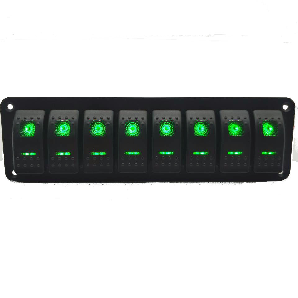 8 gang switch panel  12V DC Blue LED Light Waterproof Marine car boat Switches