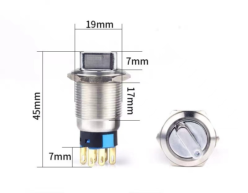 19mm 22mm illuminated explosion proof Metal 2 3 position selector rotary switch