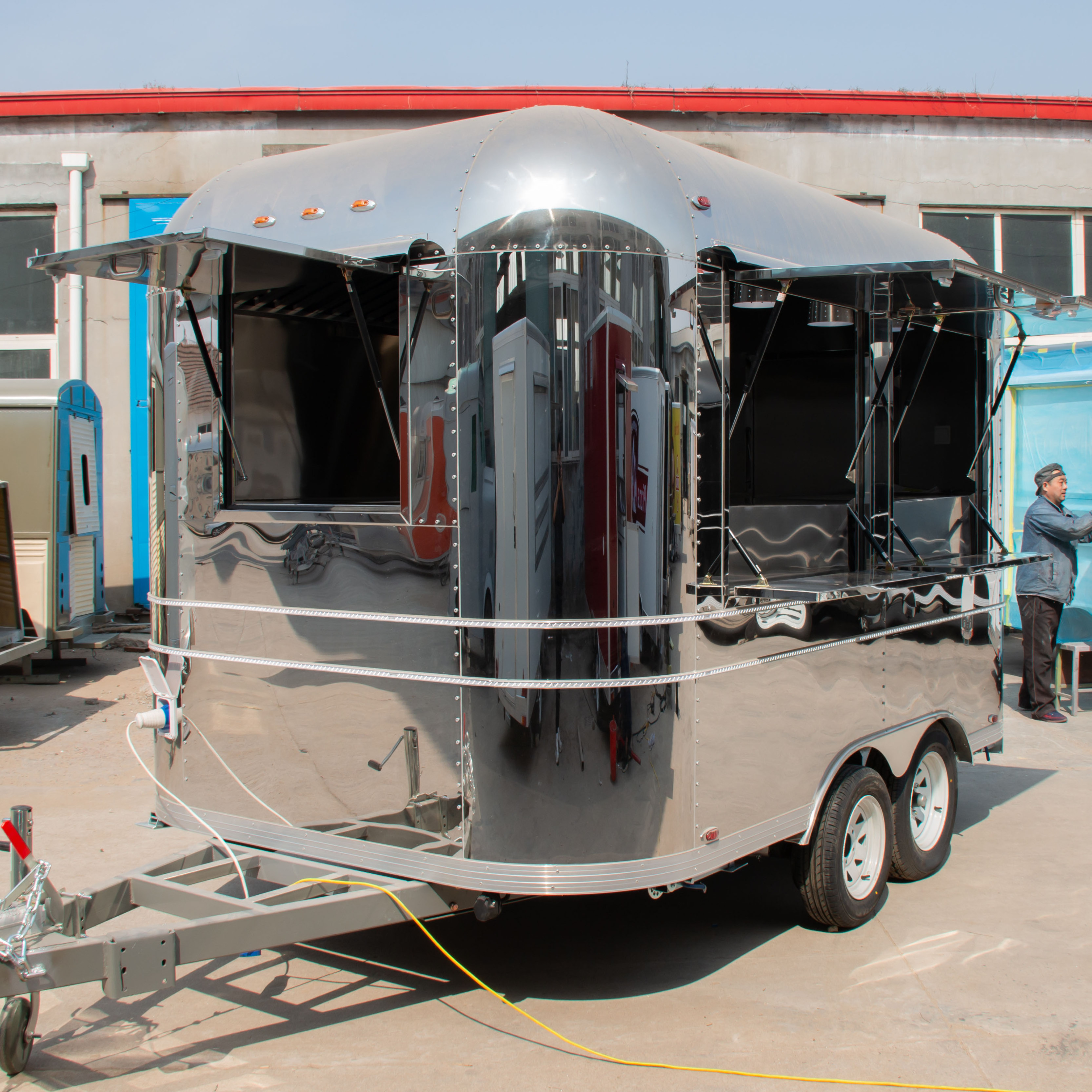 Mobile Airstream Coffee Burger Ice Cream fully equipmend fryer Trailer food truck manufacture