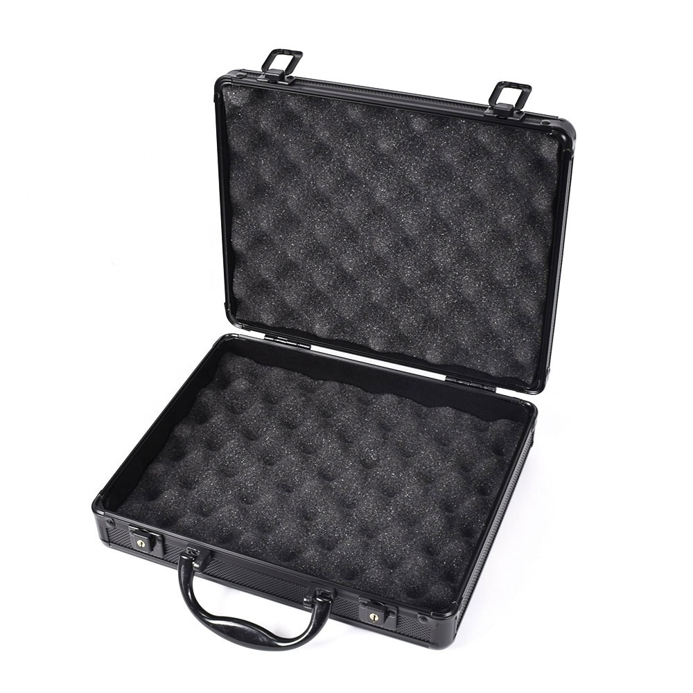 Tactical Aluminum Hard Gun Bag Case Padded Foam Lining for Hunting Tool Toolbox Suitcase Black