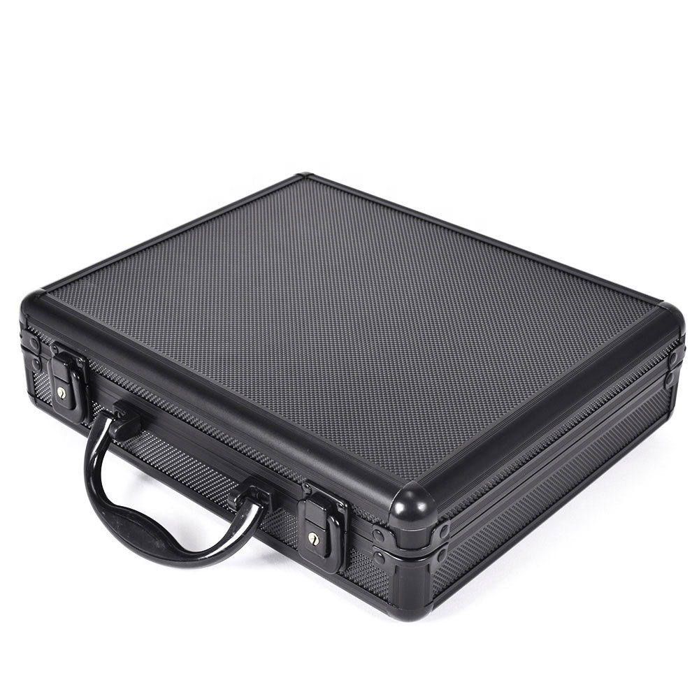 Tactical Aluminum Hard Gun Bag Case Padded Foam Lining for Hunting Tool Toolbox Suitcase Black