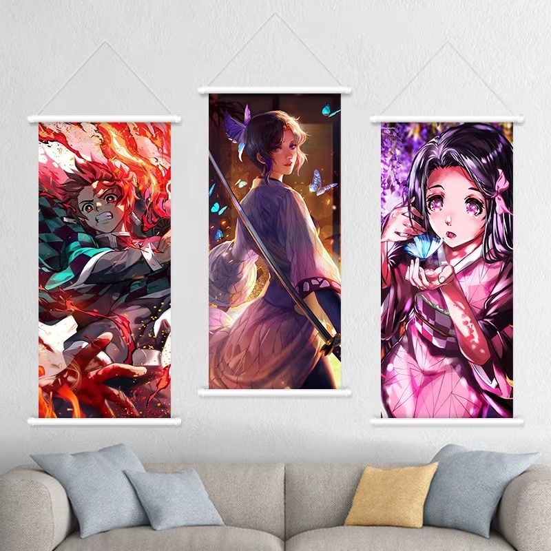 Custom Japanese Anime Wall Hanging Strip Canvas Pictures Home Art Decoration Posters For Bedroom