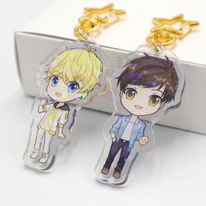 Vigreat Hot Sale Custom Printed Acrylic Charms Cartoon Holographic Star Keychain Laser Anime Acrylic Keychain