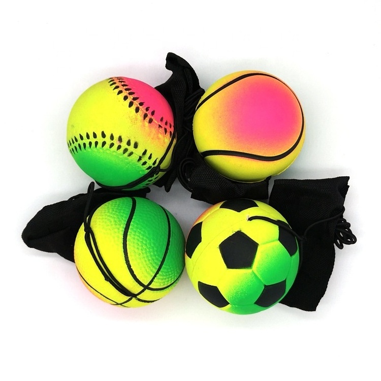 Wholesale Price High Quality 6.3cm Sponge Rubber High Bouncing Ball Elastic String Sports With Strap Wrist Training