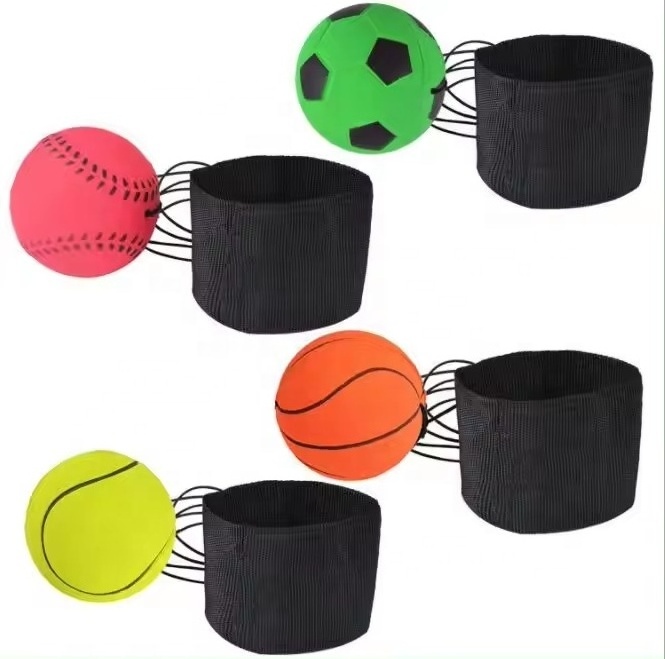 Wholesale Price High Quality 6.3cm Sponge Rubber High Bouncing Ball Elastic String Sports With Strap Wrist Training