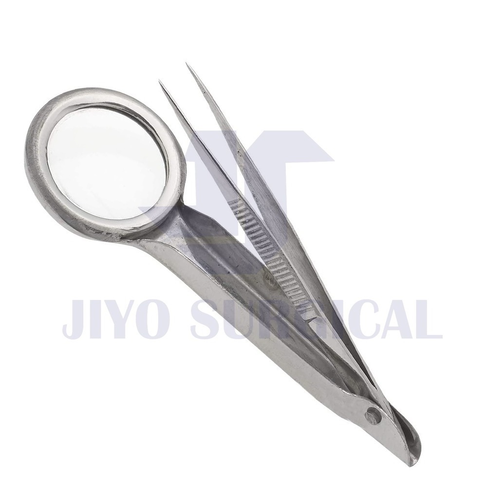 Hot Selling  Fine Tip  Lash Extension  Stainless Steel Tweezers With Magnifying Glass Magnifier OEM Customized