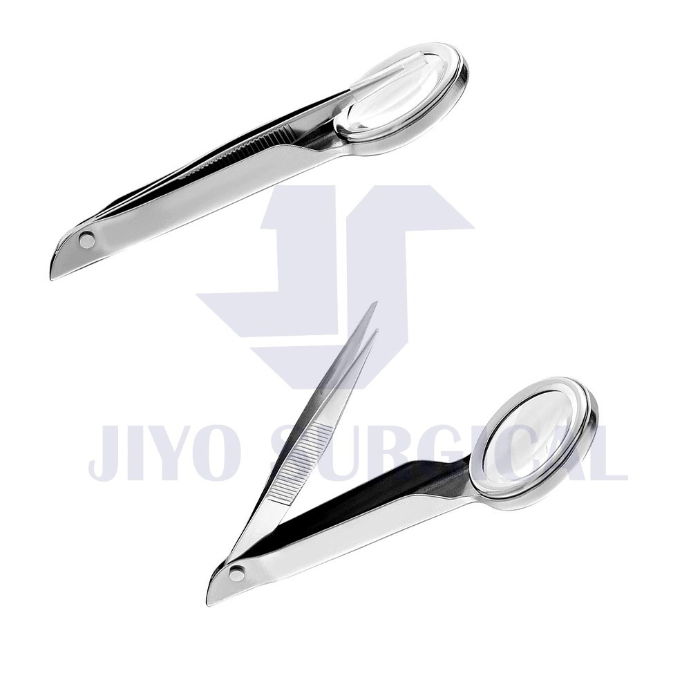 Hot Selling  Fine Tip  Lash Extension  Stainless Steel Tweezers With Magnifying Glass Magnifier OEM Customized