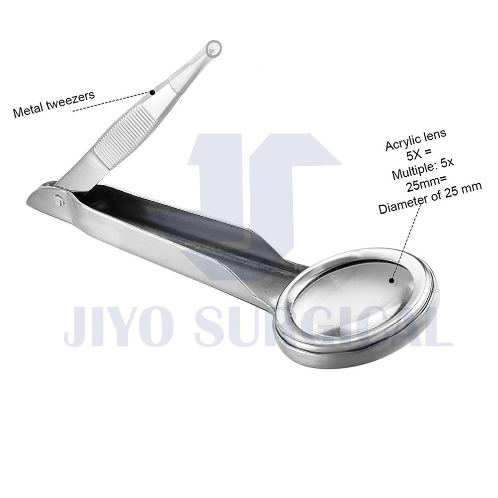 Hot Selling  Fine Tip  Lash Extension  Stainless Steel Tweezers With Magnifying Glass Magnifier OEM Customized