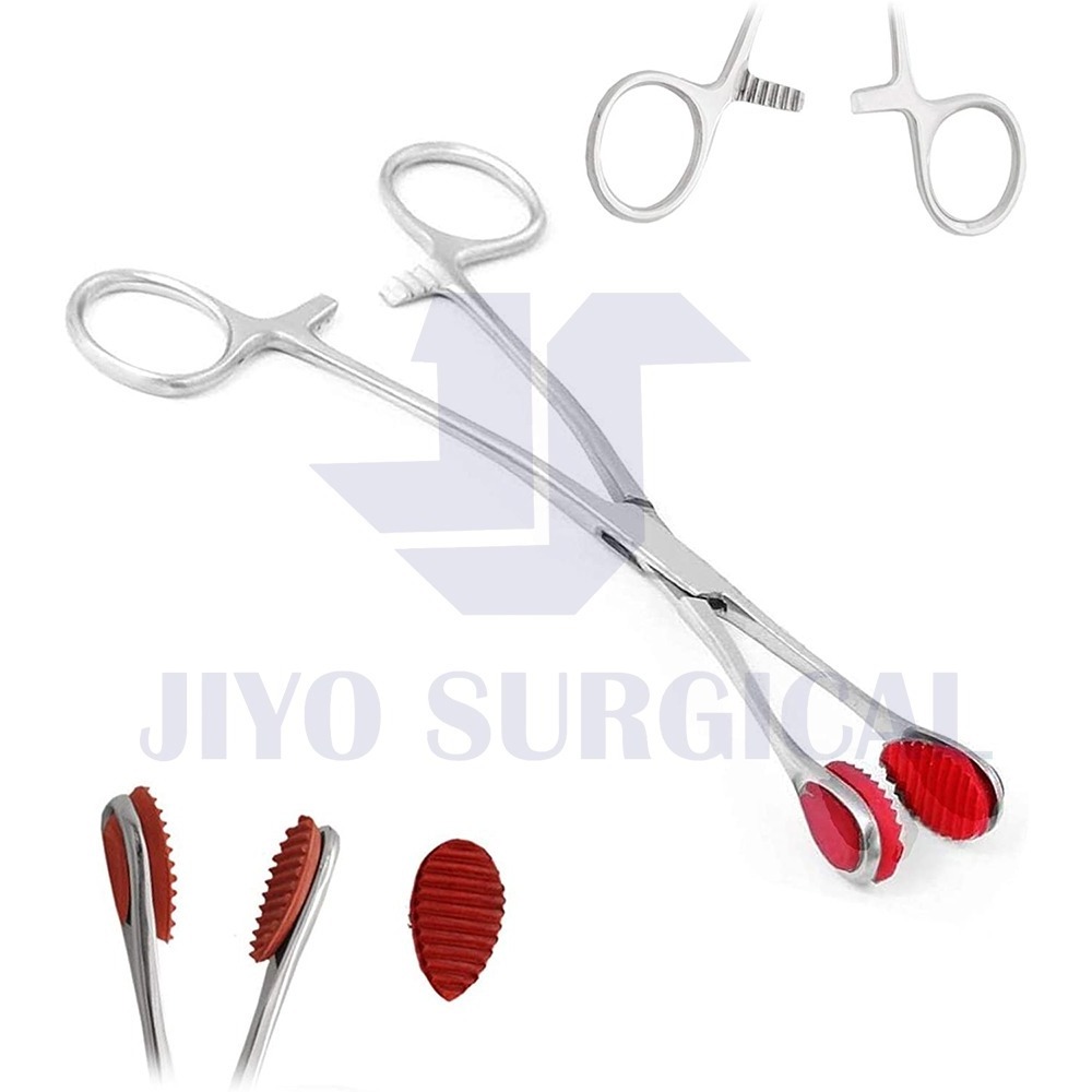 Fine-tip Sponge Hemostat Forceps Clamps Rubber Holder Young Tongue Forceps  CE Approved Operating room tools Surgical supplies