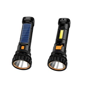 Safety Solar Rechargeable Flashlight USB Strong Light Highlight Tactical Flashlights Torch Outdoor solar flashlights