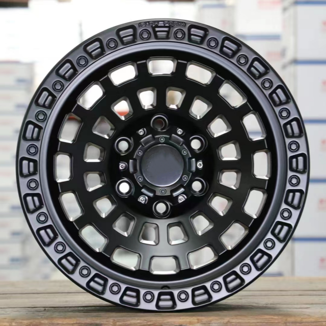 Jy Ready to ship black and red rims 20 inch 6 holes and 5 holes wheel Off-road wheels for SUVs and pickup trucks