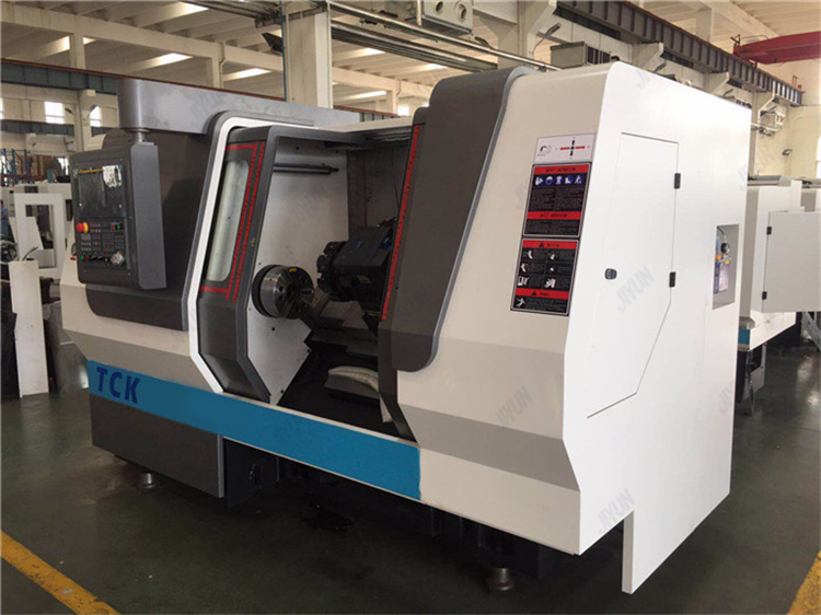 High Rigidity Linear Rail Cnc Turning Lathe Center , Tck46/50/56/66 Slant Bed Cnc Lathe