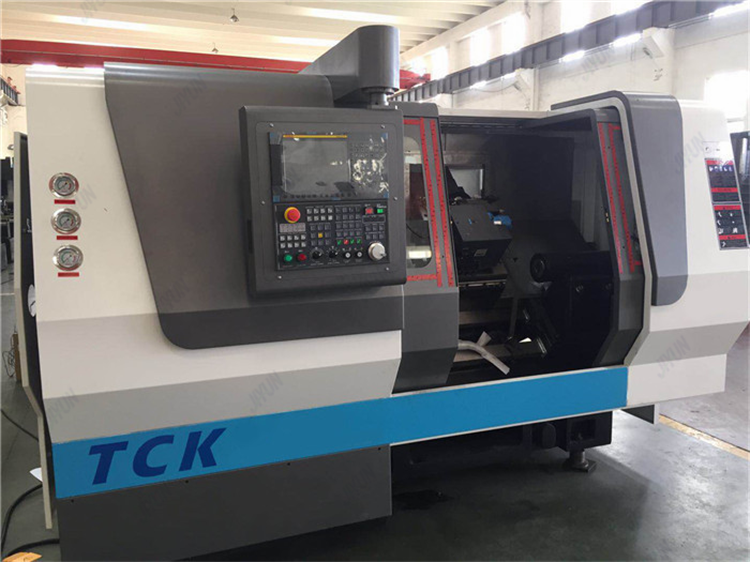 High Rigidity Linear Rail Cnc Turning Lathe Center , Tck46/50/56/66 Slant Bed Cnc Lathe