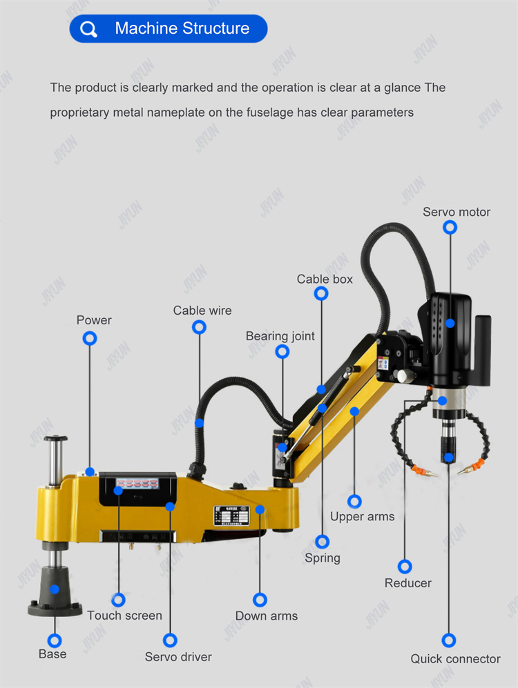 Electric CNC Touch Screen Drilling Tapping Machine Price,ISO DIN JIS Chuck Bench M16 M24 M36 Flexible Tapping Arms