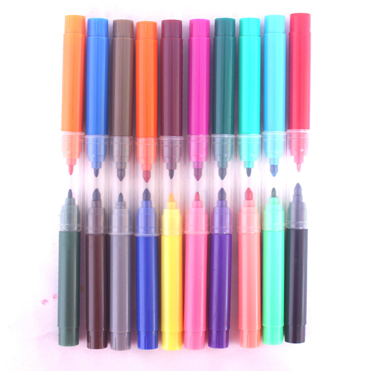 custom high quality water color pen school stationery supplies 12c felt tip drawing colour pen with board tip and fine tip