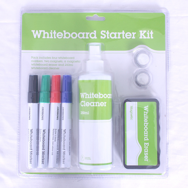 Custom office School supplies multicolor aluminum whiteboard marker pen set with whiteboard cleaner and board eraser