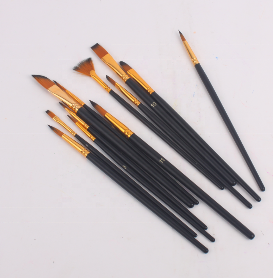 New Arrival Professional Art Paint Brush Set With PVC Box  Wooden Handle Oil Painting Brushes Best Wholesale Price Paint Brush