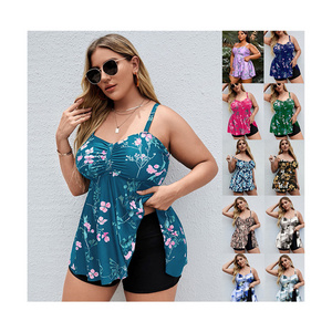 2024 Floral Printed Swimwear For Women Tankini Beach Luxury Push Up Swimwear Plus Size Swimdress Beachwear Patchwork Bathing Sui