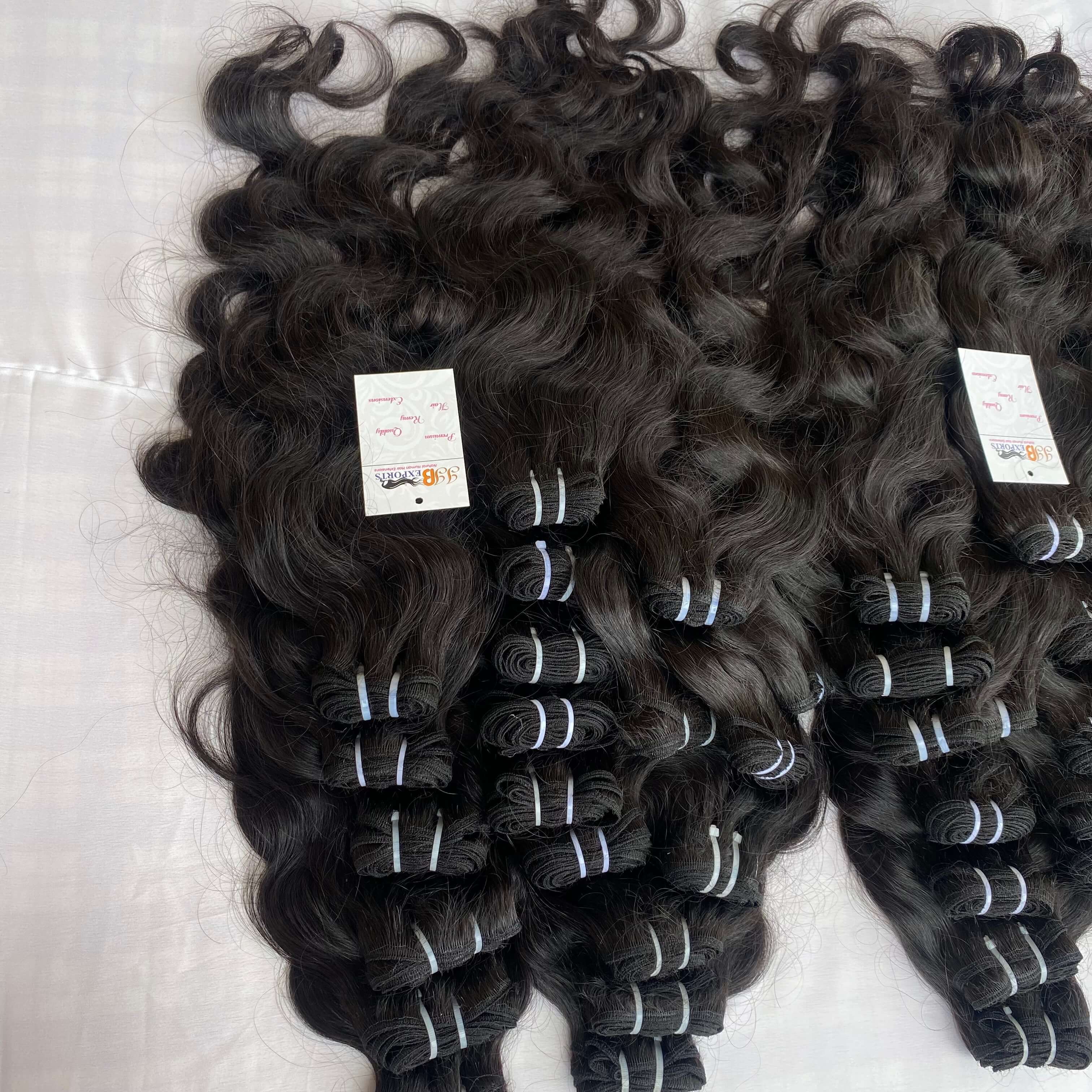 Raw Virgin Cambodian Premium Wavy Human Hair Bundles,Temple Raw Virgin Machine weft Bulk Hair Bundles, Raw Indian Virgin Hair