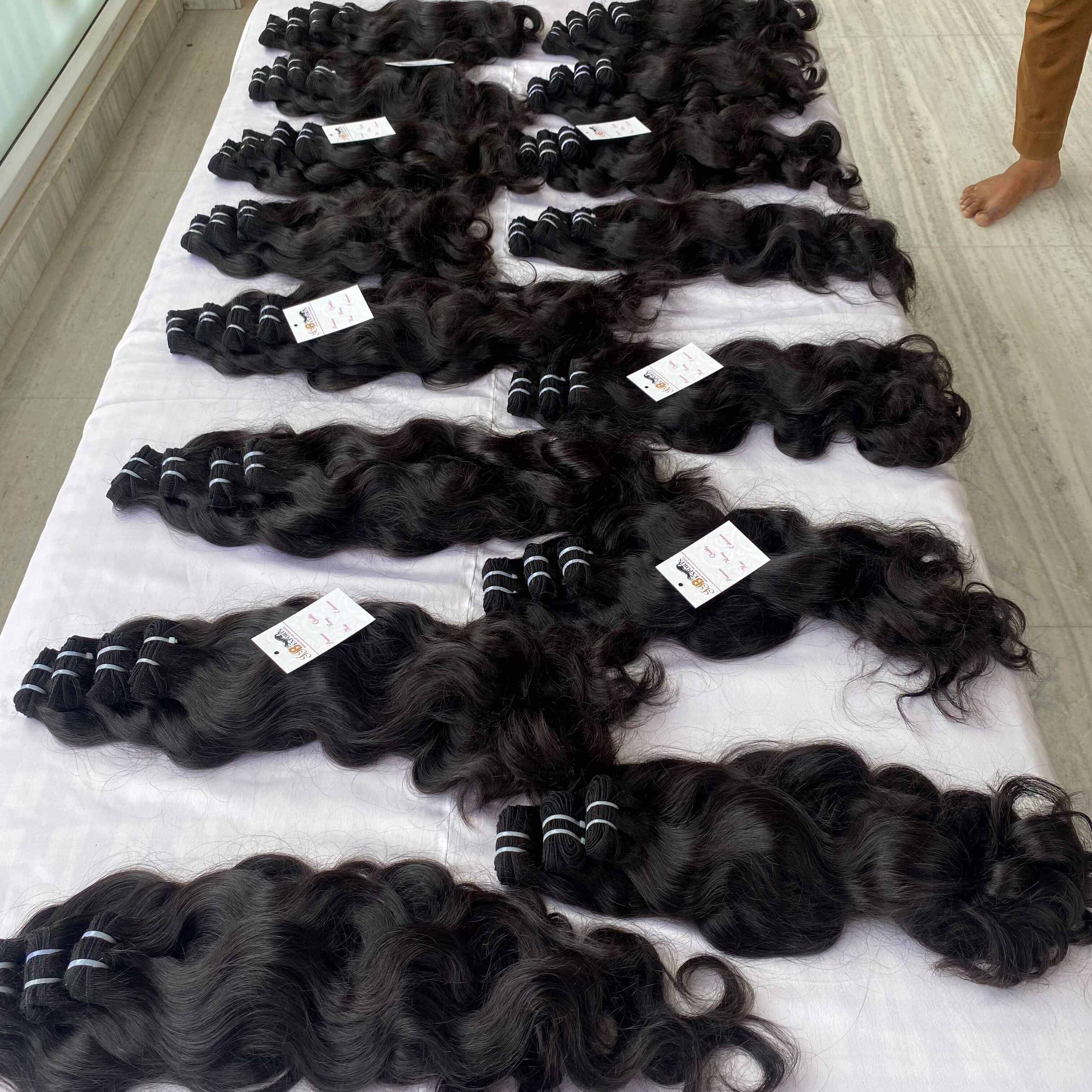 Raw Virgin Cambodian Premium Wavy Human Hair Bundles,Temple Raw Virgin Machine weft Bulk Hair Bundles, Raw Indian Virgin Hair