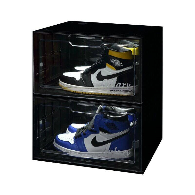 Hot selling  Transparent Acrylic shoe box with LED magnet storage box