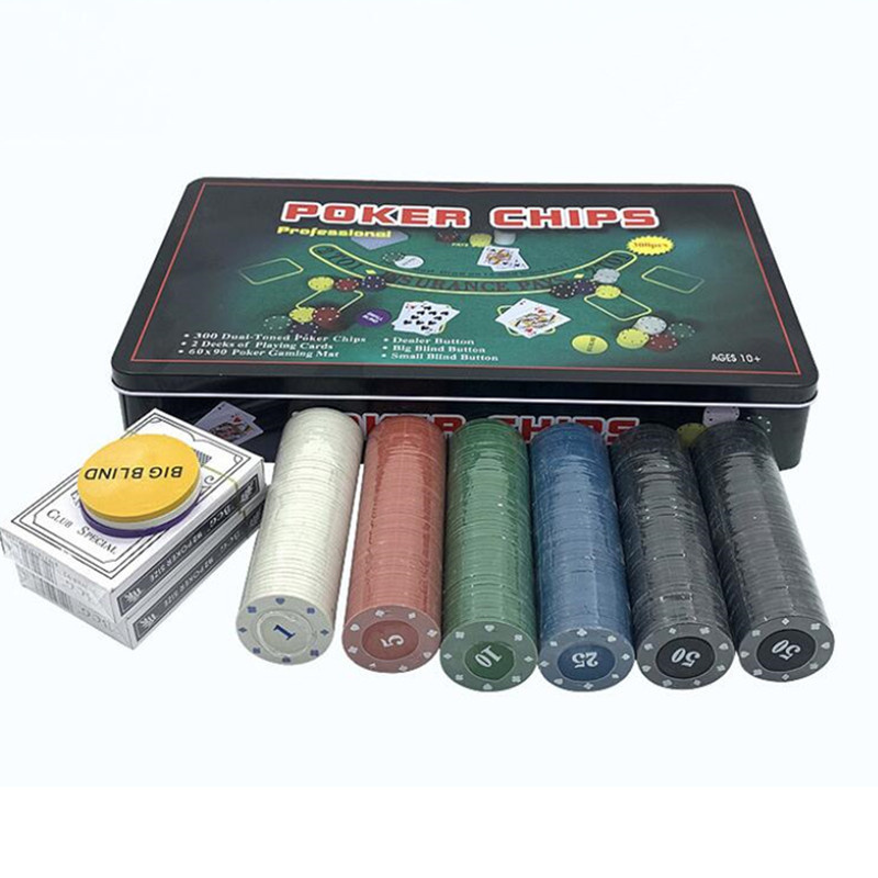 Wholesale 300 yard chip set tinplate box dice zhuang piece Poker Chips  set