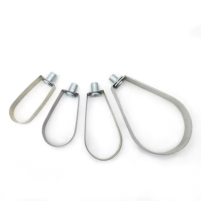 Solid factory Pear Shaped Galvanized steel Hinged Pipe Clamp For Loop Hanger