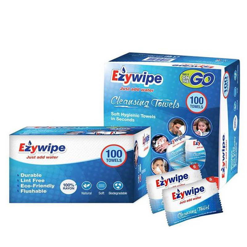 Ezywipe100pcs Thicken Compressed Biodegradable Towel Cloth Purified Cotton Disposable Compressed Towels Travel Wash Face Cloth F