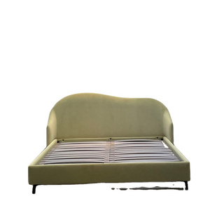 modern bedroom bed sets light  green velvet fabric  king size italian designs cloud bed