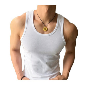 High Quality Fitness Bodybuilding Gym Tank Tops Wholesale Mens Singlet Casual Ribbed Cotton Vest